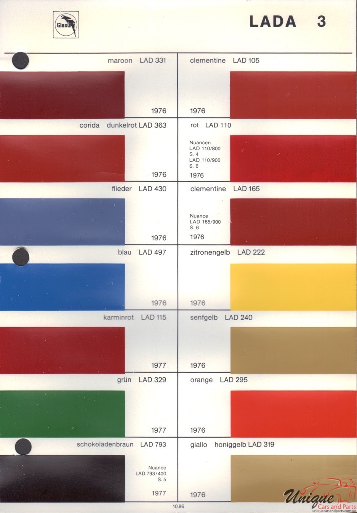 1976 Lada Paint Charts Glasurit 2